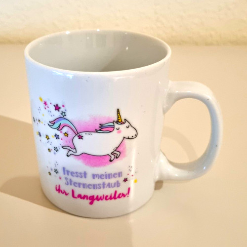 Tasse weiß mit - , einhorn
